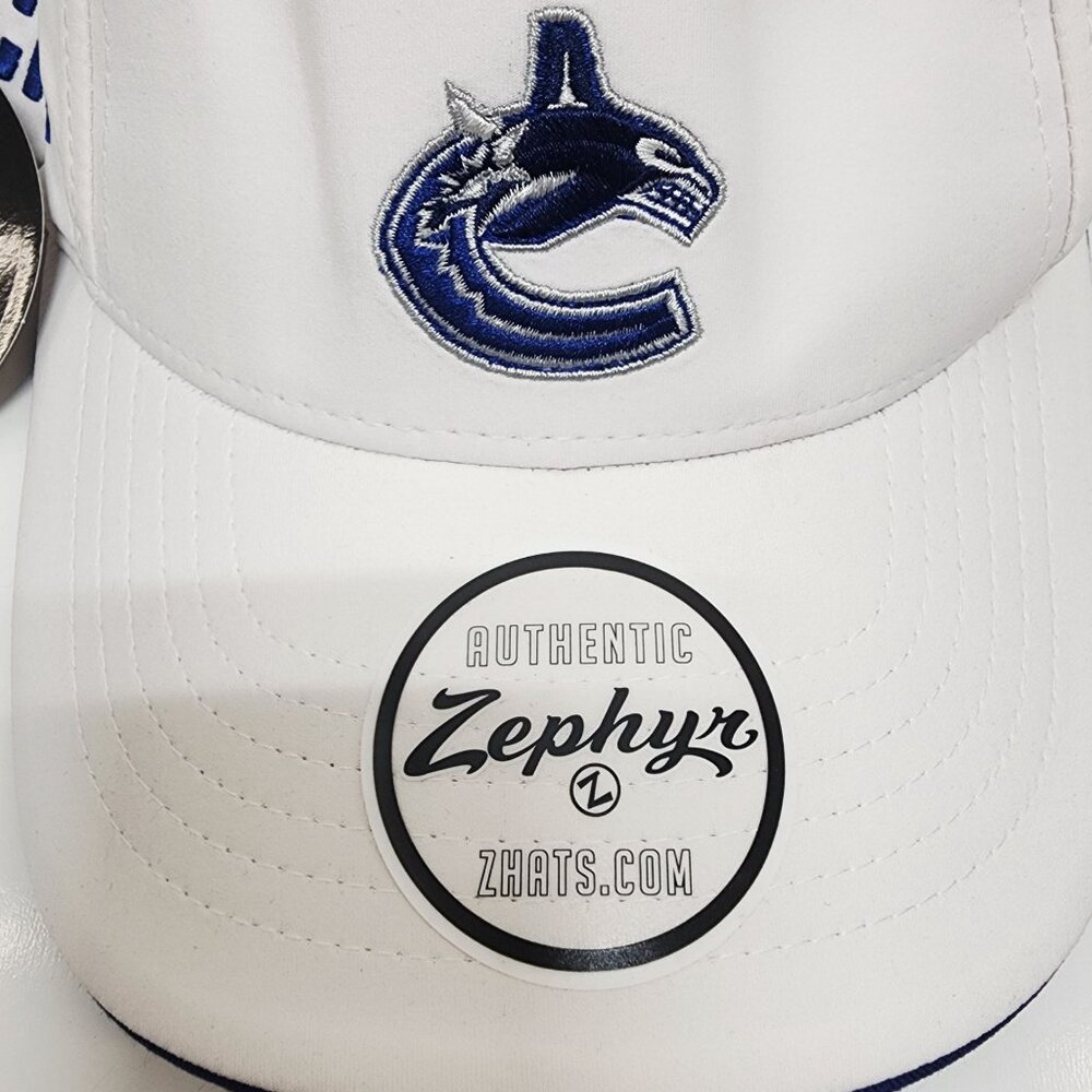 Vancouver Canucks NHL Licensed White Visor Hat By Zephyr - Picture 2 of 7
